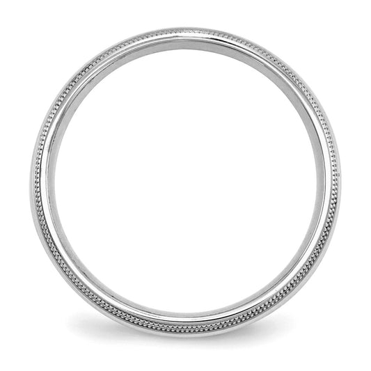 SSilver Rhodium-plated 5mm Comfort Fit Double Milgrain Size 12 Band