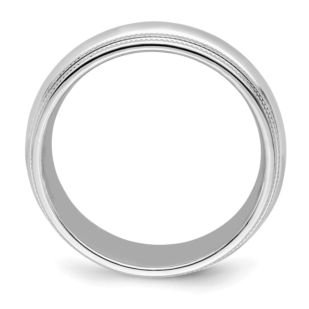 Sterling Silver Rh-plated 7mm Comfort Fit Double Milgrain Size 9 Band