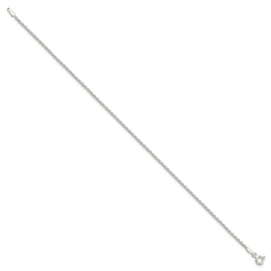 Sterling Silver 1.5mm Solid Rope Chain Anklet