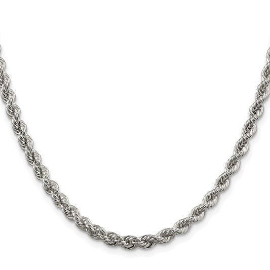 Sterling Silver Rhodium-plated 4.3mm Solid Rope Chain