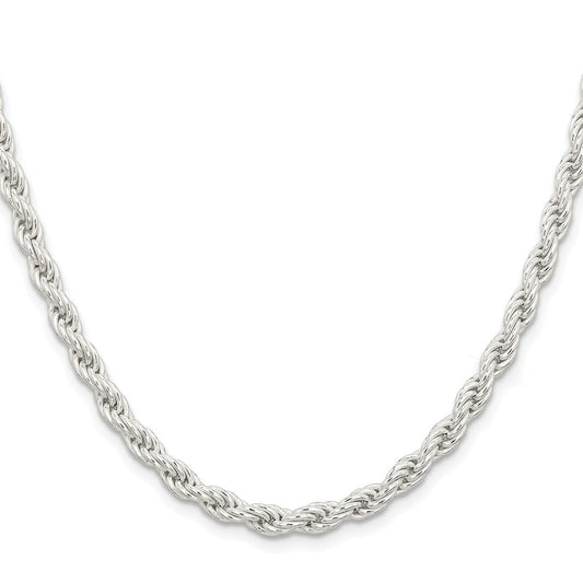 Sterling Silver Rhodium-plated 5mm Solid Rope Chain