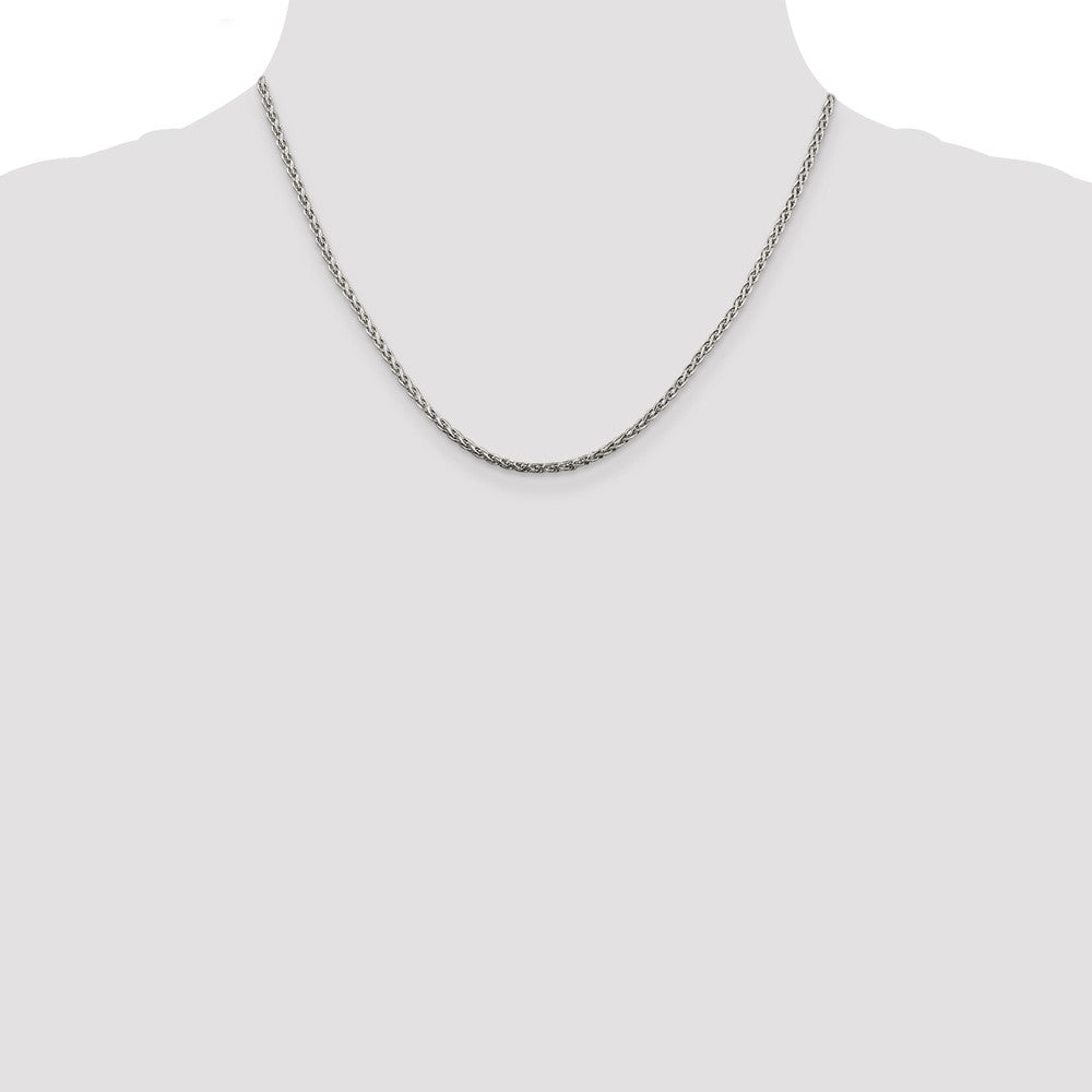 Sterling Silver 2mm Diamond-cut Spiga Chain w/2in ext.