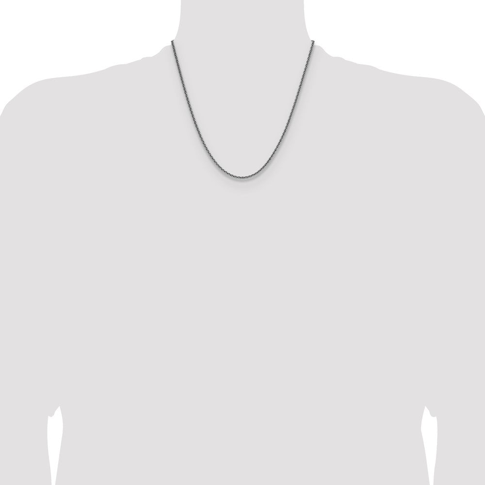 Sterling Silver Rhodium-plated 2.5mm Diamond-cut Square Spiga Chain