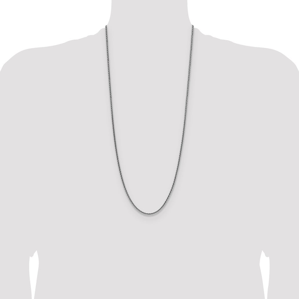 Sterling Silver Rhodium-plated 2.5mm Diamond-cut Square Spiga Chain