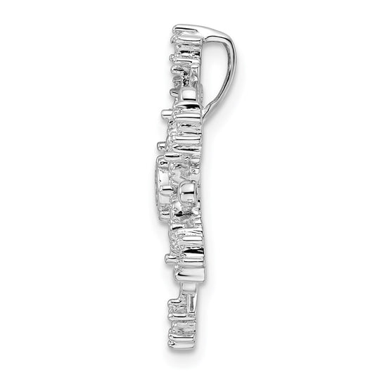 Sterling Silver Rhodium Diam. Snowflake Chain Slide
