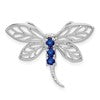 Sterling Silver Rhodium Sapphire Dragonfly Pendant