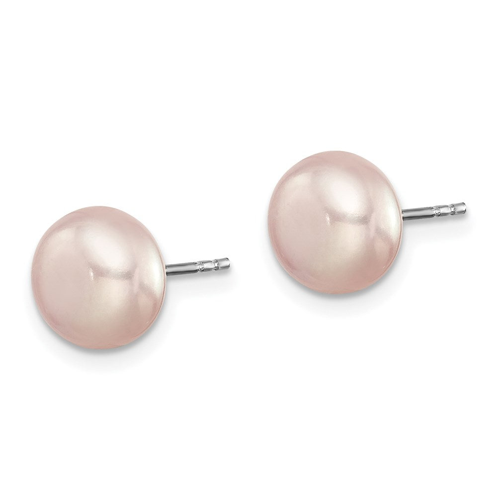 Sterling Silver Rhodium-plated 8-9mm Multi-color Button Freshwater Cultured Pearl Set of 7 Post Earrings