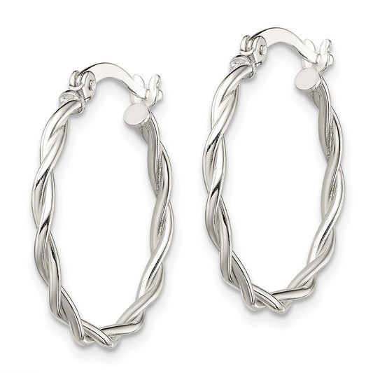 Sterling Silver Polished Braided 22mm Hoop Earrings