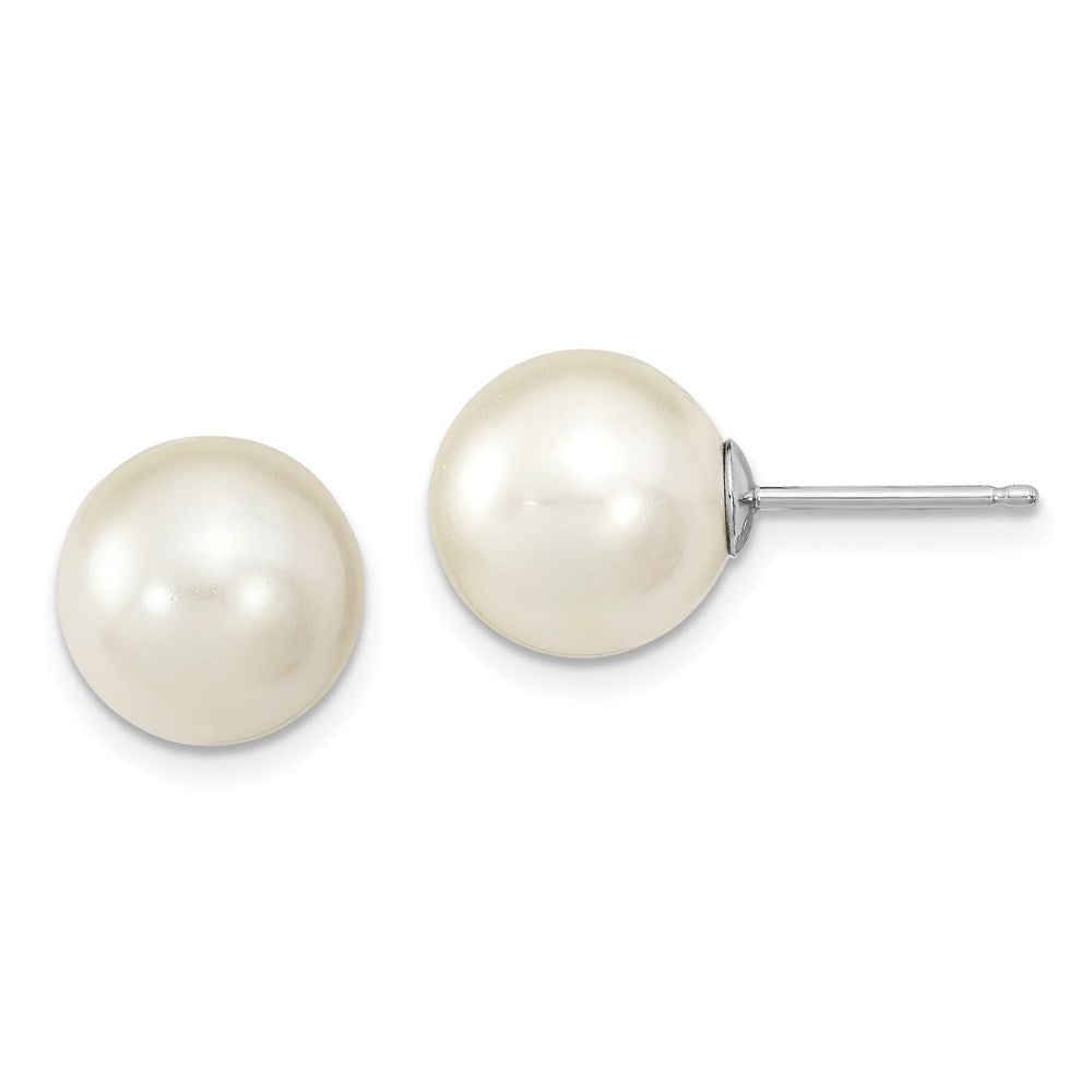 Sterling Silver RH 10-11mm Wht/Chpg/Brown Imitat. Shell Pearl Earring Set