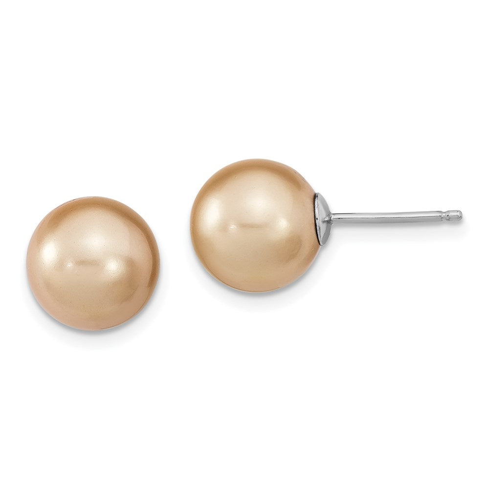 Sterling Silver RH 10-11mm Wht/Chpg/Brown Imitat. Shell Pearl Earring Set