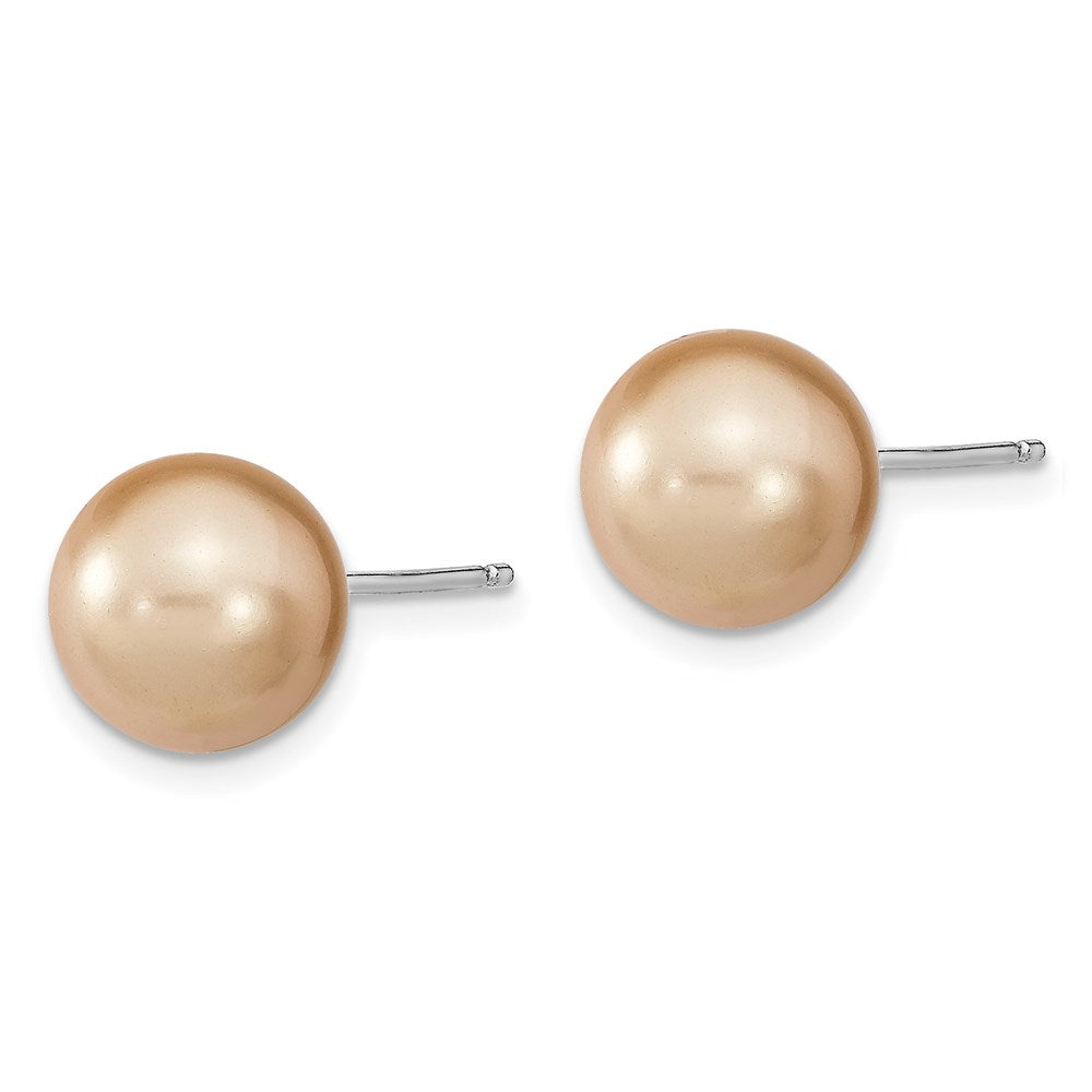 Sterling Silver RH 10-11mm Wht/Chpg/Brown Imitat. Shell Pearl Earring Set