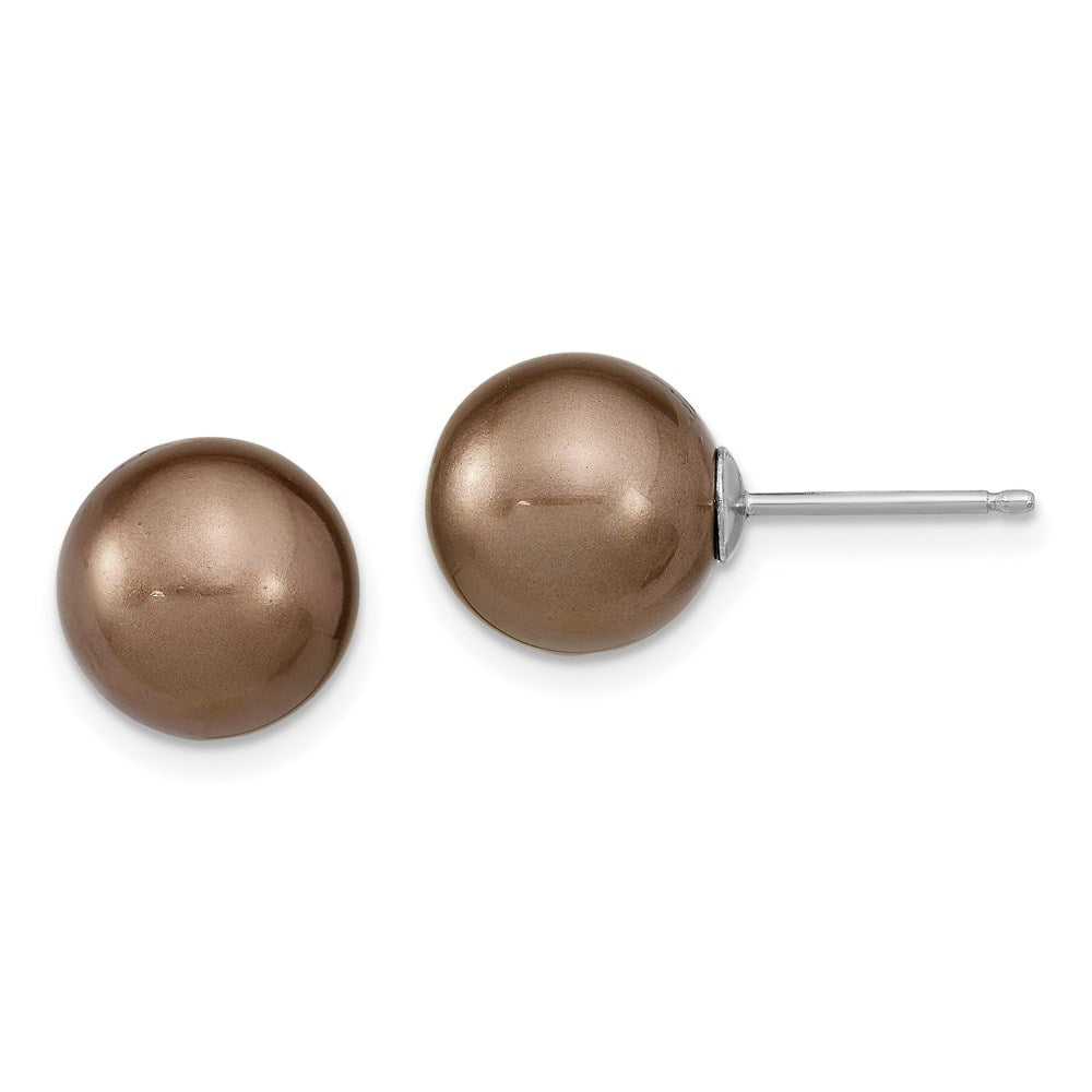 Sterling Silver RH 10-11mm Wht/Chpg/Brown Imitat. Shell Pearl Earring Set