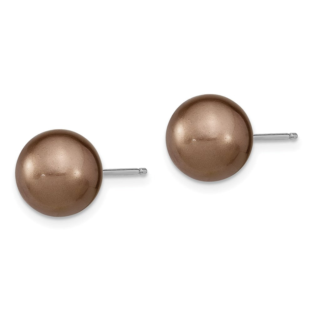 Sterling Silver RH 10-11mm Wht/Chpg/Brown Imitat. Shell Pearl Earring Set
