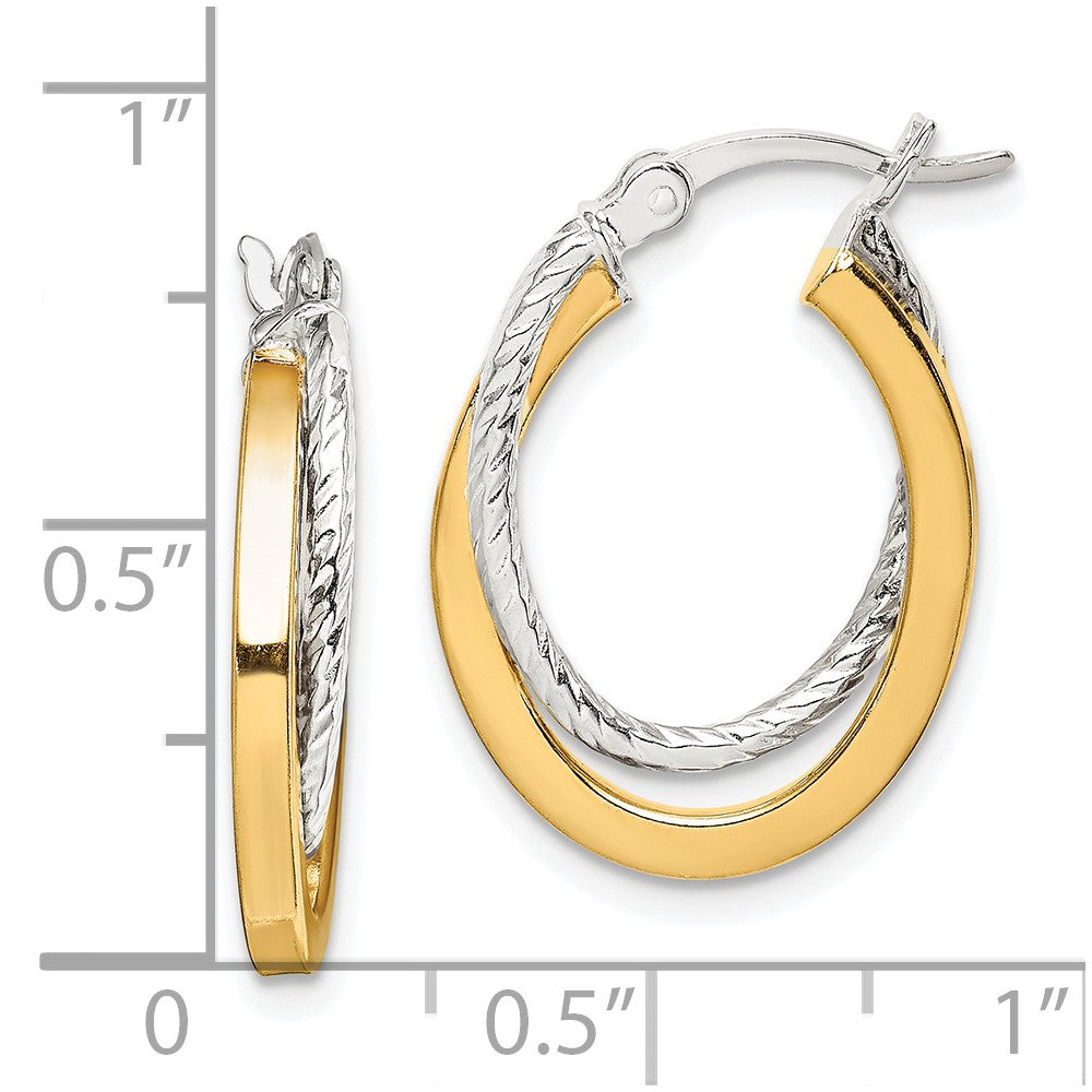 Sterling Silver and Gold-tone Double Hoop Earrings