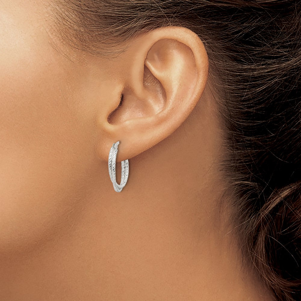 Sterling Silver Twisted and Textured Hoop Earrings