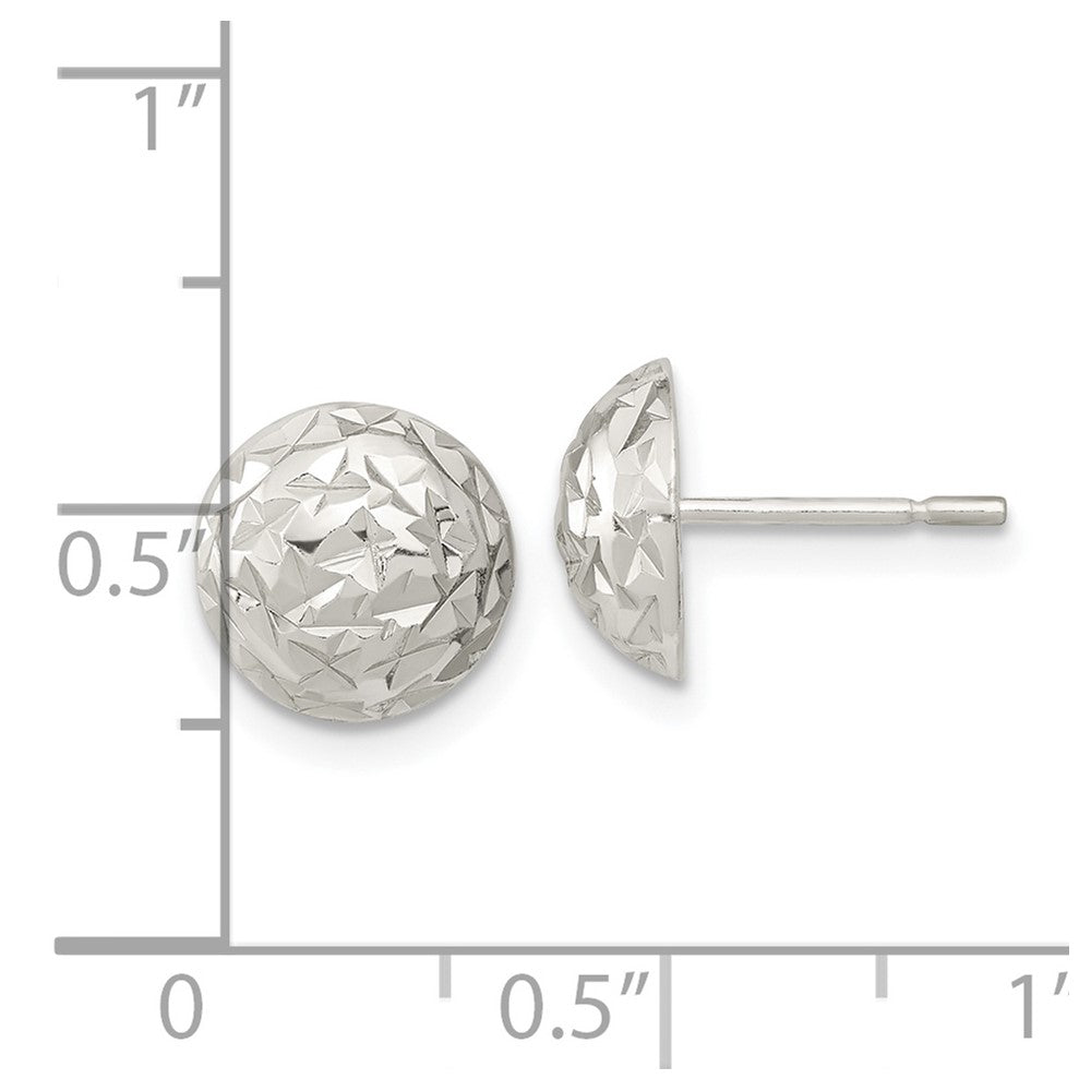 Sterling Silver Polished D/C Textured Post Earrings