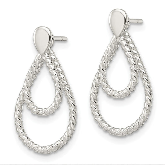 Sterling Silver w/2 Teardrop Jackets Button Post Earrings