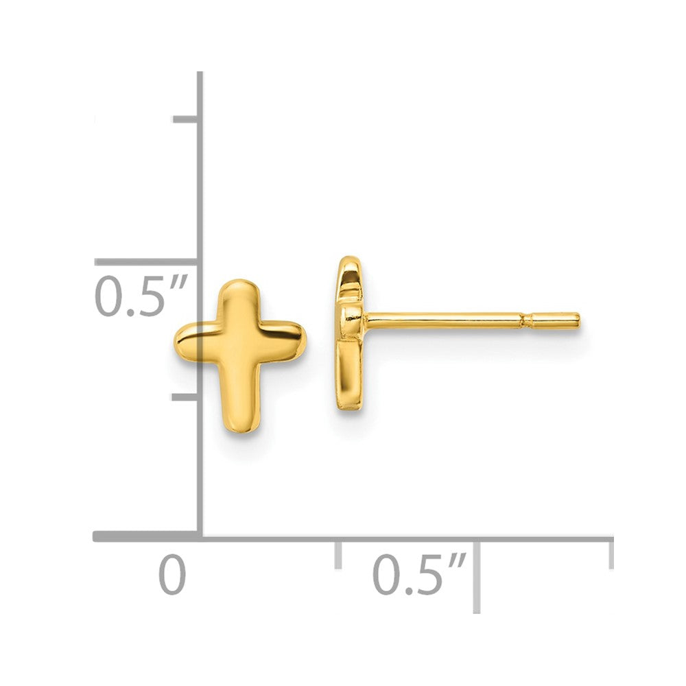 Sterling Silver Gold-tone Polished Cross Post Earrings