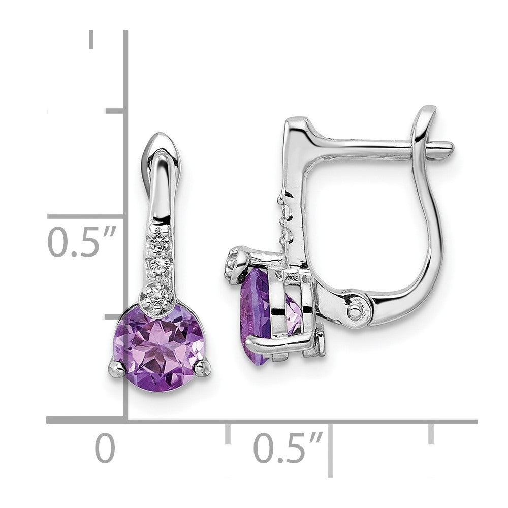 Sterling Silver Rhod-plat 1.49AM/WhiteTopaz Circle Hinged Earring