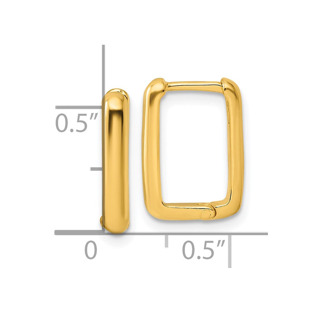 Sterling Silver Gold-tone Polished Rectangle Hoop Earrings