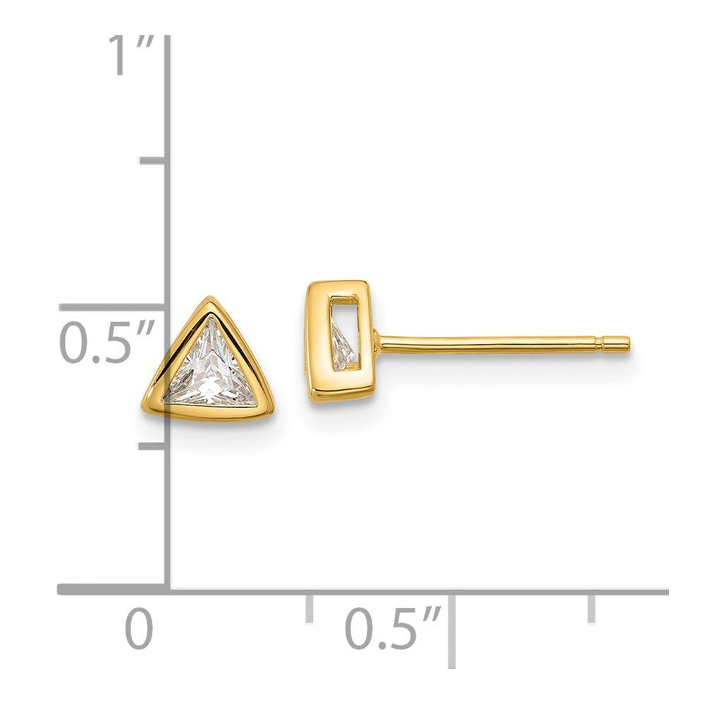 Sterling Silver Gold-tone Polished 4mm CZ Triangle Post Stud Earrings