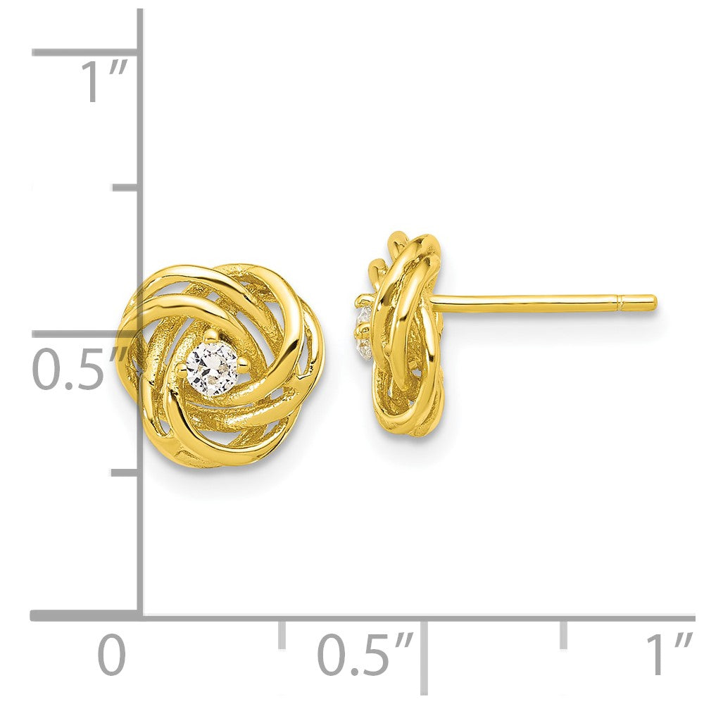 Affordable Expressions Sterling Silver Gold-tone Love Knot CZ Stud Earrings