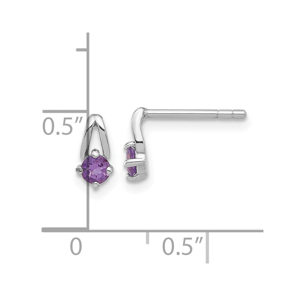 Sterling Silver Rhodium-plated Amethyst Post Earrings