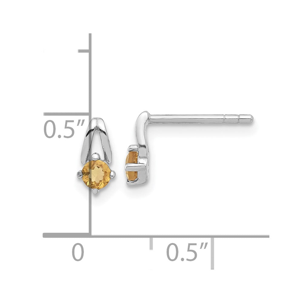 Sterling Silver Rhodium-plated Citrine Post Earrings