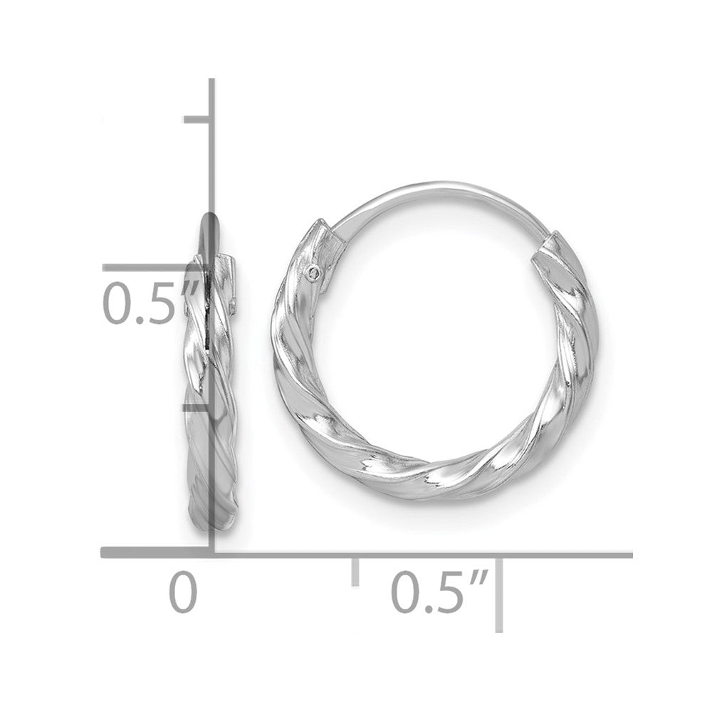 Sterling Silver Rhodium-plated Polished Twisted 2.25 x 15.5mm Round Endless Hoop Earrings