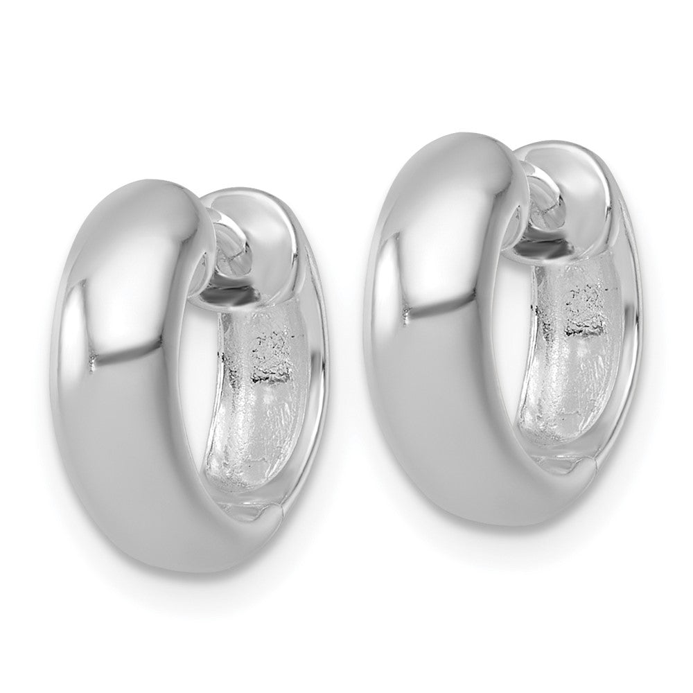 Sterling Silver Rhodium-plated Polished 5.00 x 14mm Round Hinged Hoop Earrings