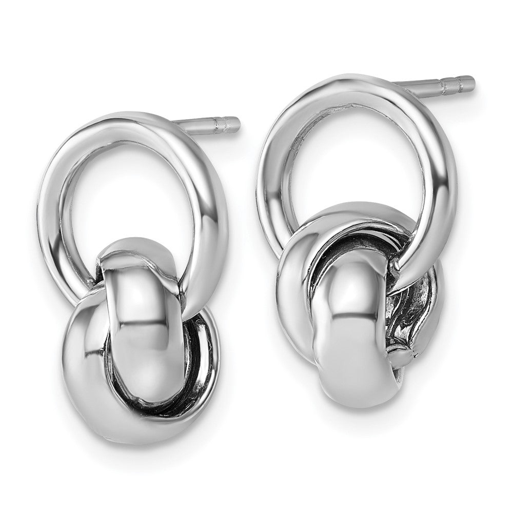 Sterling Silver Rhodium-plated Polished Love Knot Dangle Post Earrings