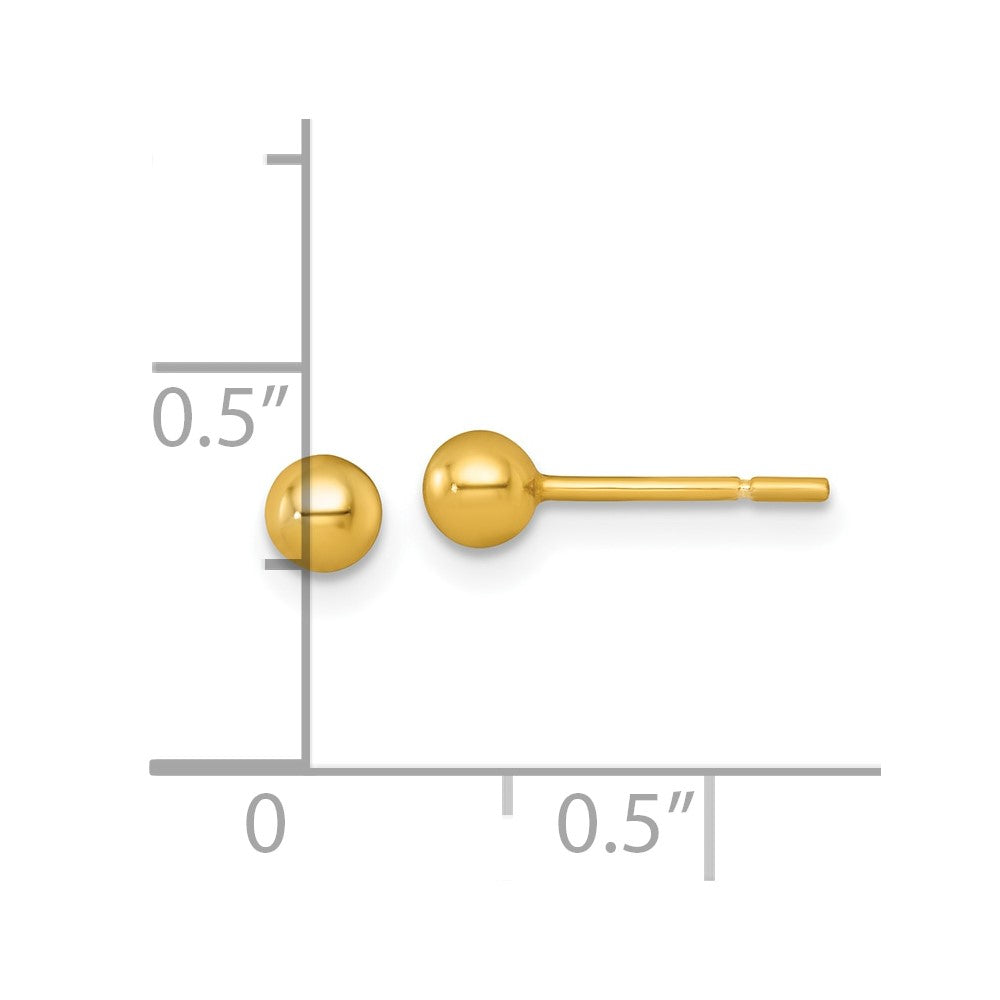 Sterling Silver Gold-tone Polished 3.75mm Ball Post Earrings