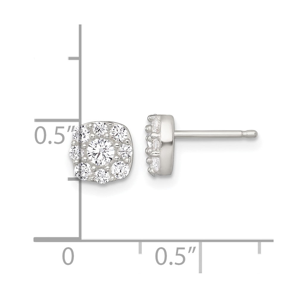 Sterling Silver Polished White CZ Cluster 6.85mm Post Earrings