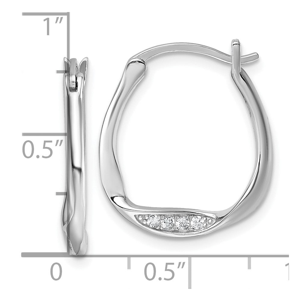 Sterling Silver Rhodium-plated CZ Polished Twist Hoop Earrings