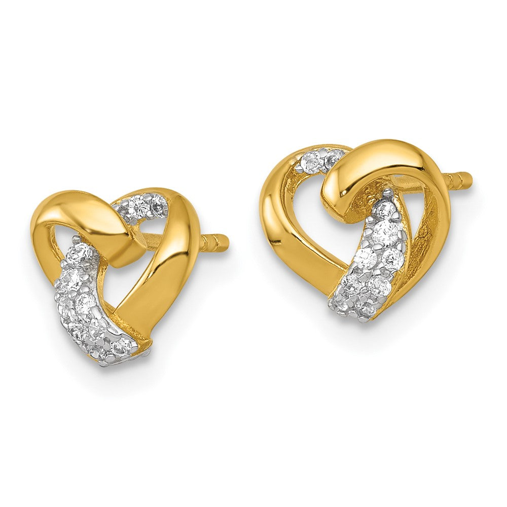 Affordable Expressions Sterling Silver Gold-tone Polished CZ Love Knot Heart Post Earrings