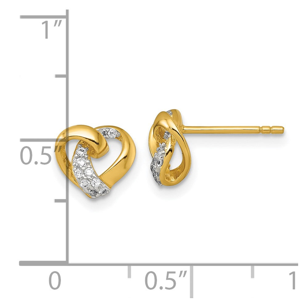 Affordable Expressions Sterling Silver Gold-tone Polished CZ Love Knot Heart Post Earrings