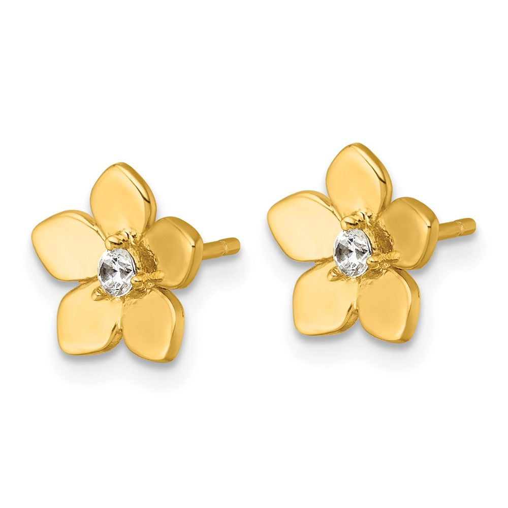 Affordable Expressions Sterling Silver Gold-tone Polished CZ Flower Post Earrings