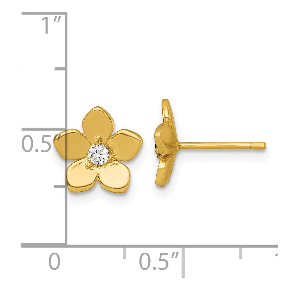 Affordable Expressions Sterling Silver Gold-tone Polished CZ Flower Post Earrings