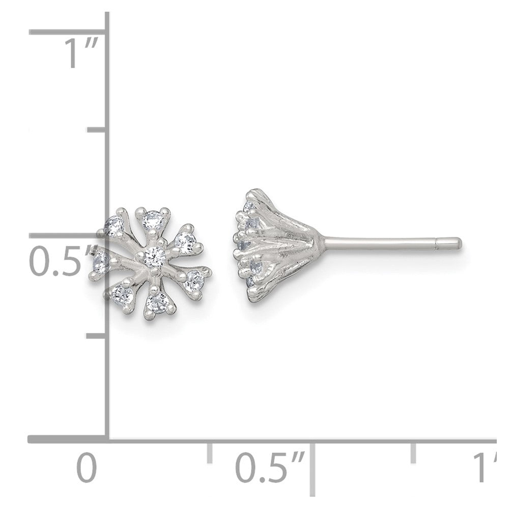 Sterling Silver Polished CZ Flower Cluster Post Earrings
