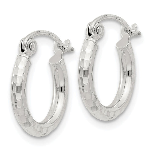 Sterling Silver 2mm Diamond Cut Hoop Earrings