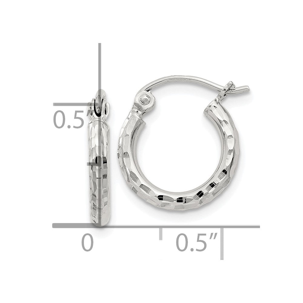 Sterling Silver 2mm Diamond Cut Hoop Earrings