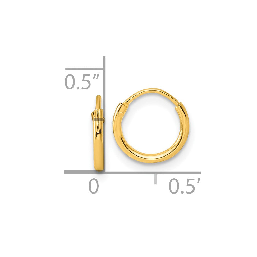 Sterling Silver Gold-tone 1.3mm Polished Endless Hoop Earrings