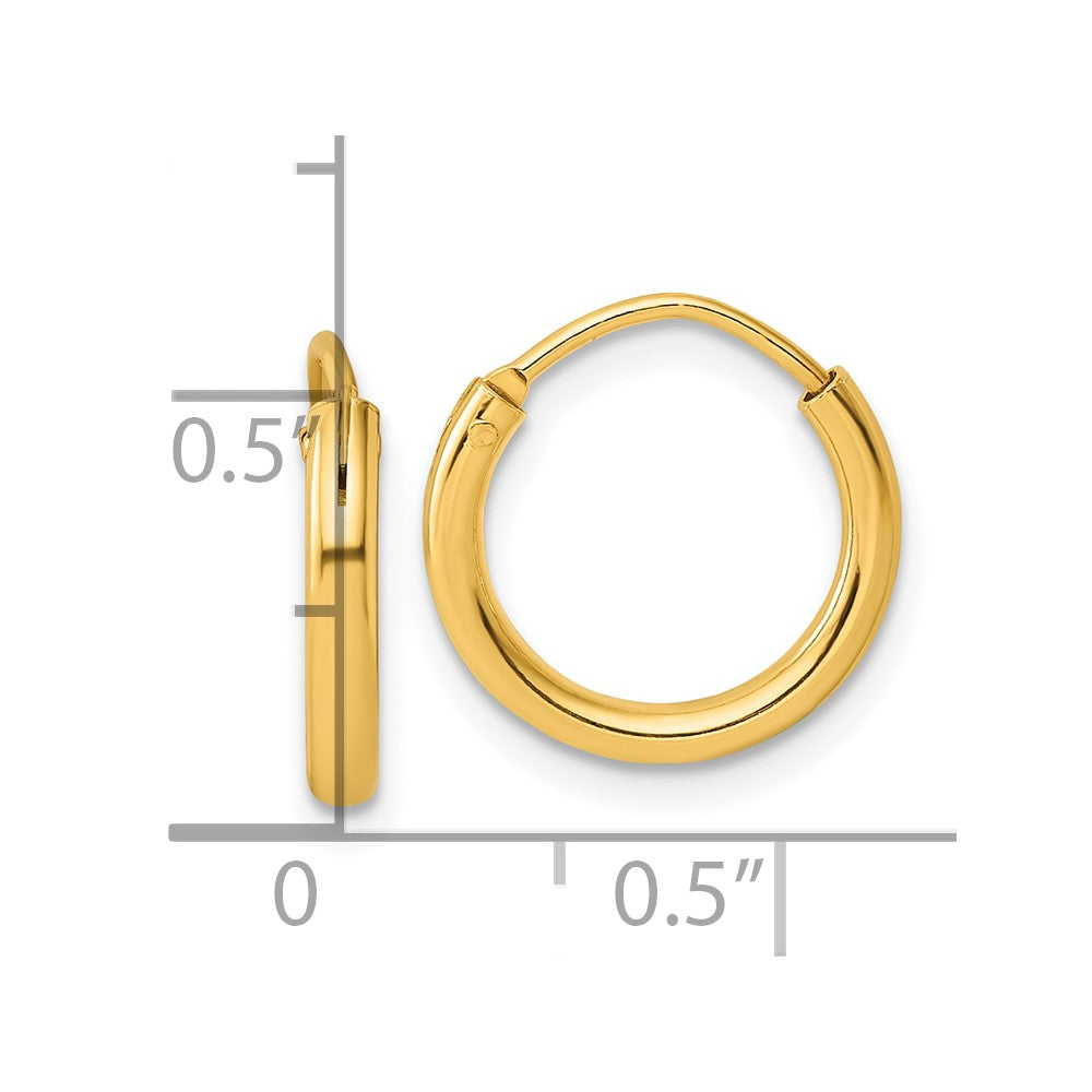 Sterling Silver Flash Gold-tone 2mm Endless Hoop Earrings