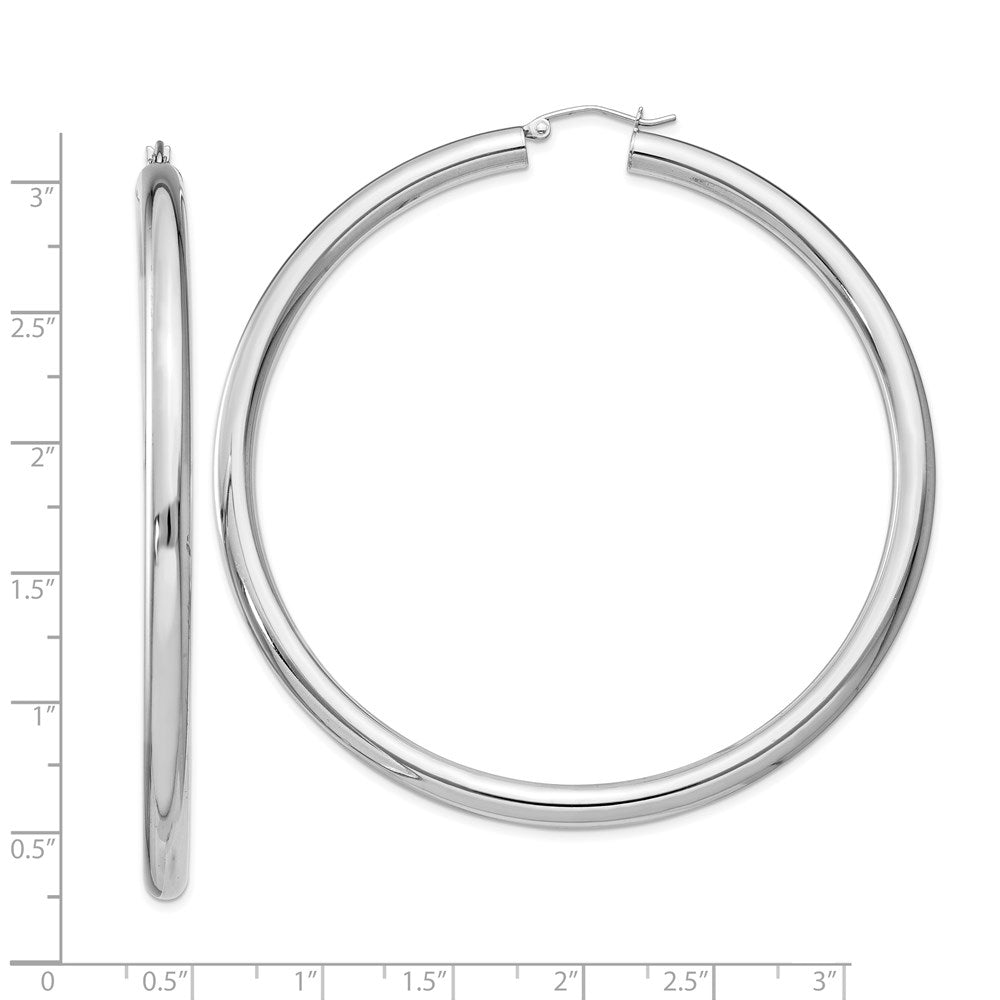 Sterling Silver Rhodium-plated 4mm Round Hoop Earrings