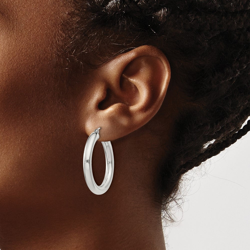 Sterling Silver 4mm Round Hoop Earrings