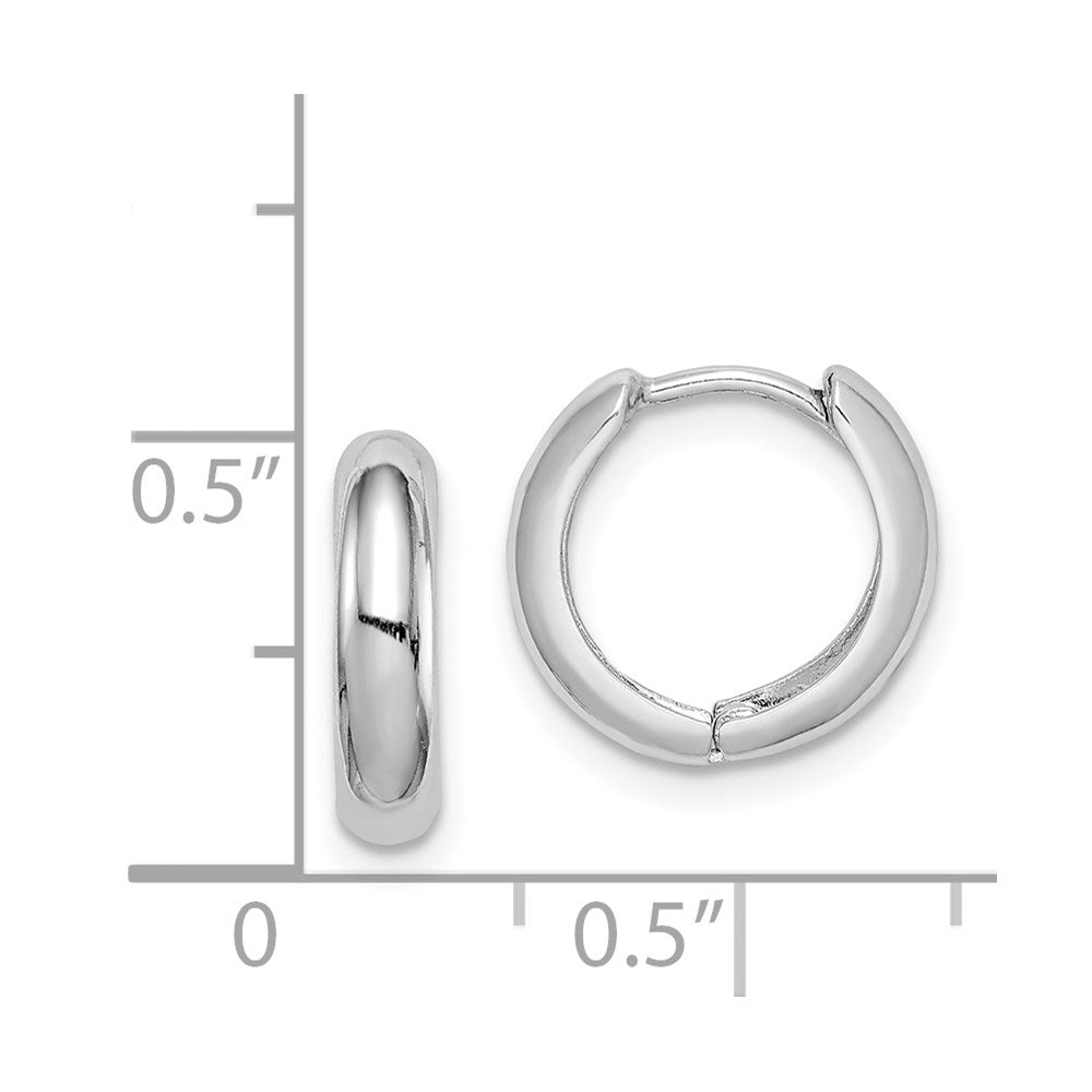 Sterling Silver Rhodium Polished Hinged Hoop Earrings