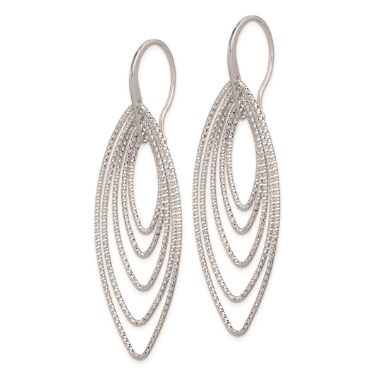 Sterling Silver Rhodium-plated D/C Multi Marquise Shape Dangle Earrings
