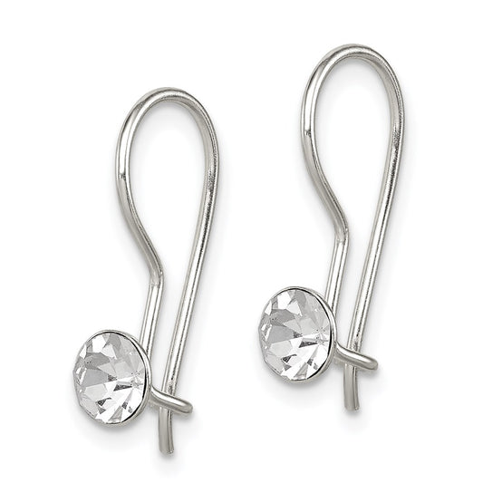 Sterling Silver Polished Stellux Crystal Dangle Earrings