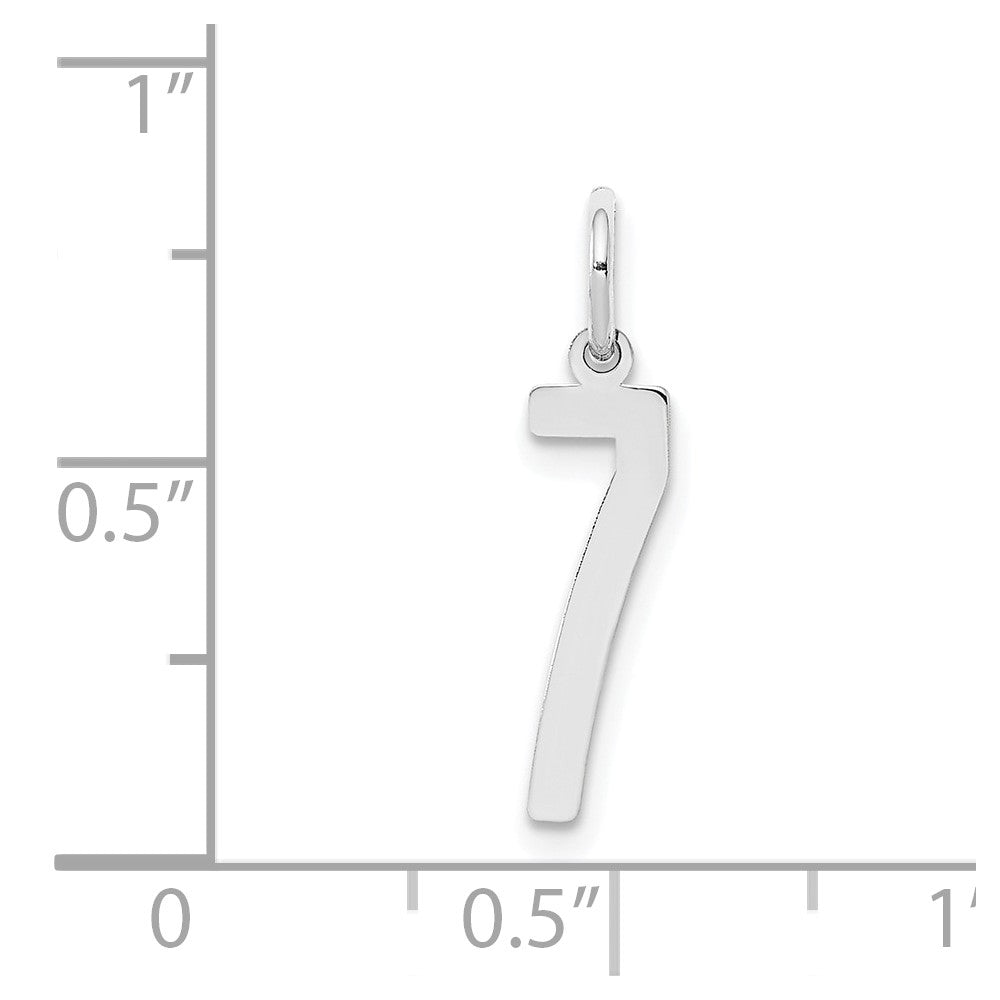 Sterling Silver/Rhodium-plated Elongated Polished Number 7 Charm