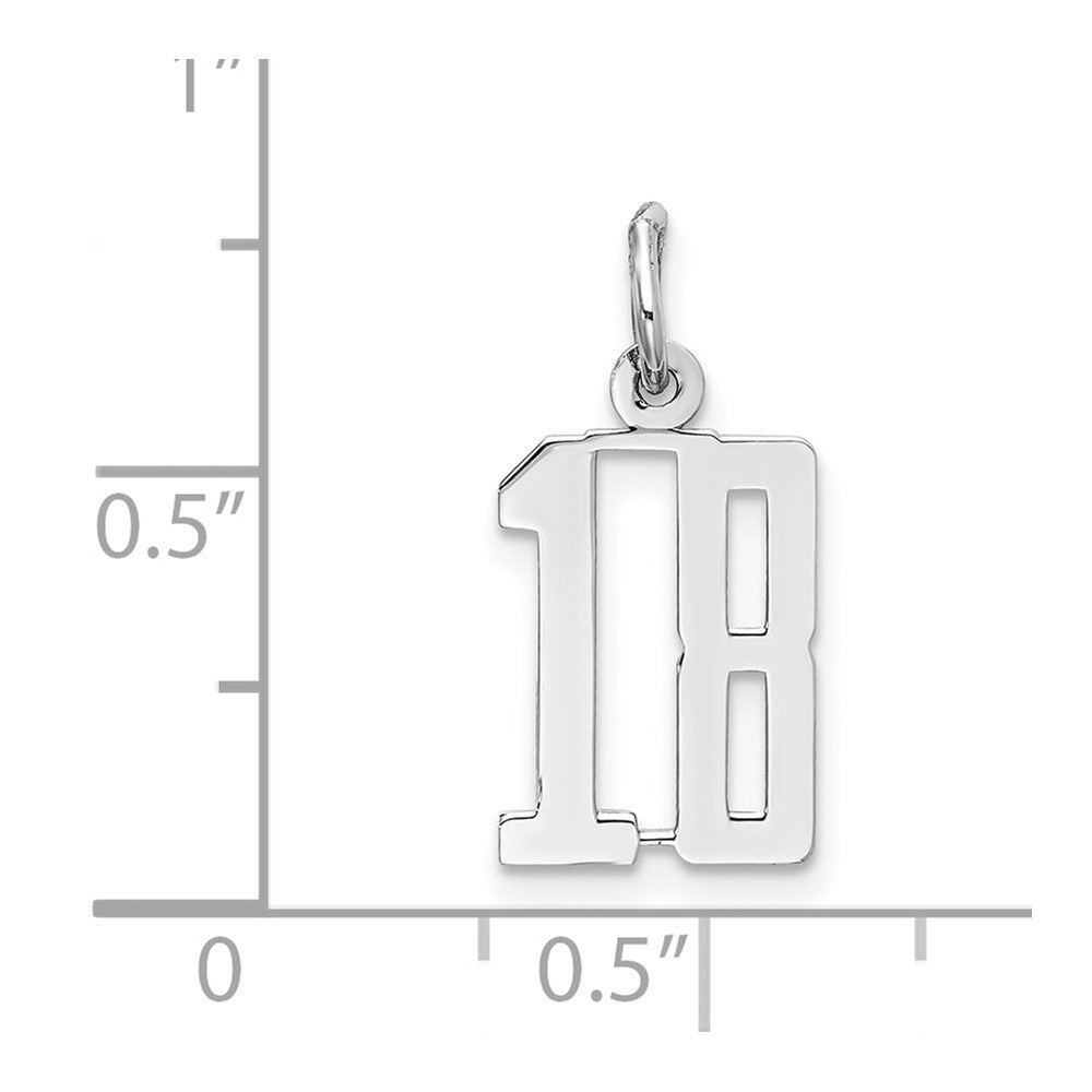 Sterling Silver/Rhodium-plated Elongated Number 18 Charm